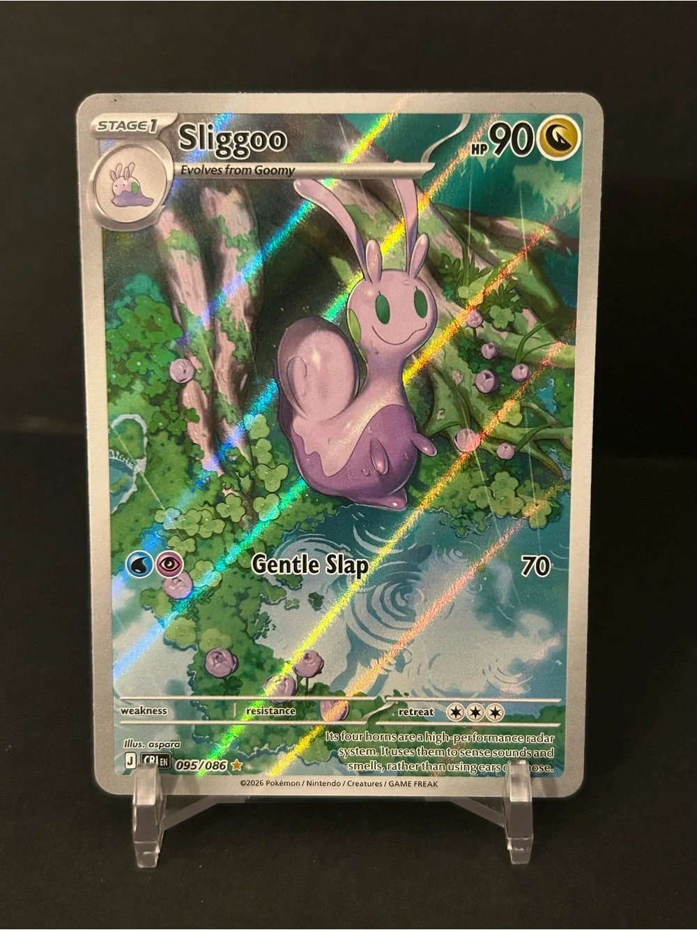 Pokemon Sliggoo Holographic Card - Purple & Green